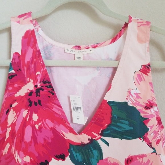 Anthropologie Posie Peplum Tank Paper Crown Floral NWT V Neck - Picture 4 of 4